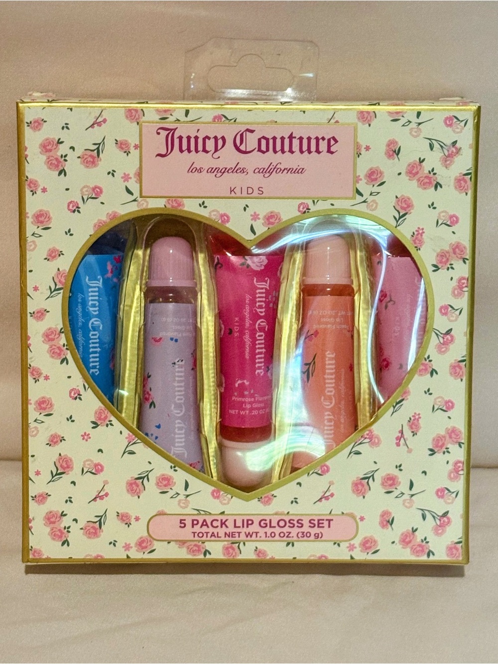 Juicy Couture Kids 5-Pack Lip Gloss Set - Blue, Pink, Red, Peach, Purple
